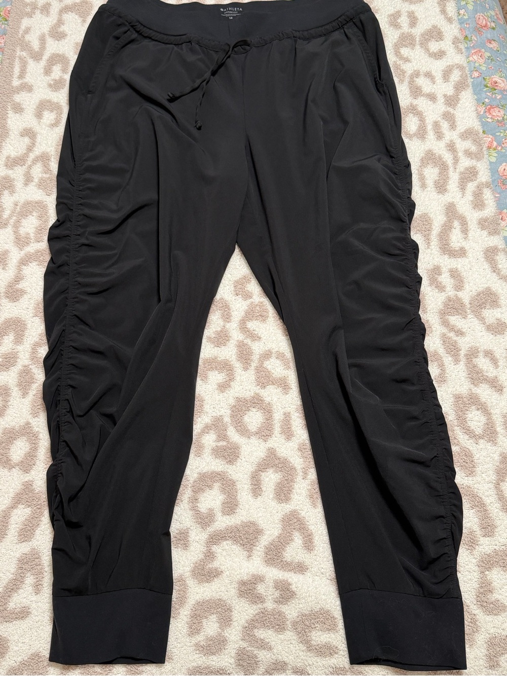 Athleta Black Ruched Side Joggers